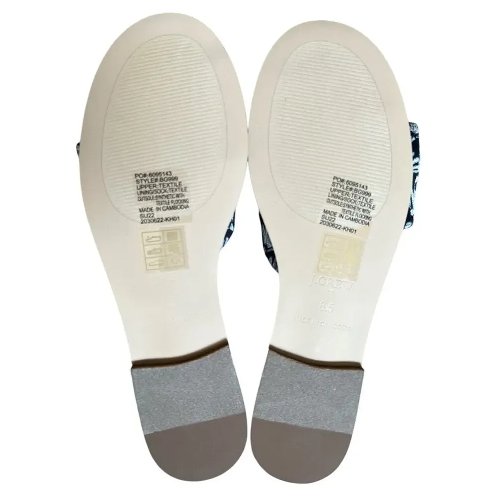 J.Crew Black Ivory Printed Knot Slide Sandals, US8.5